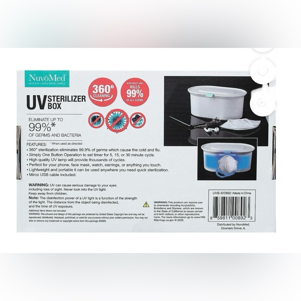 NWT 10 NuvoMed UVB-6/0892 UV Sterilizer Box - Picture 2 of 6